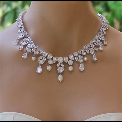 Crystal Bridal Necklace Statement Wedding Necklace Bridal Etsy