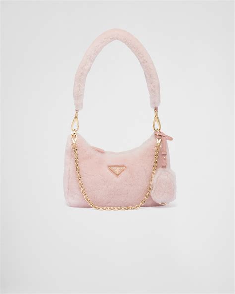 Orchid Pink Shearling Mini Bag Prada