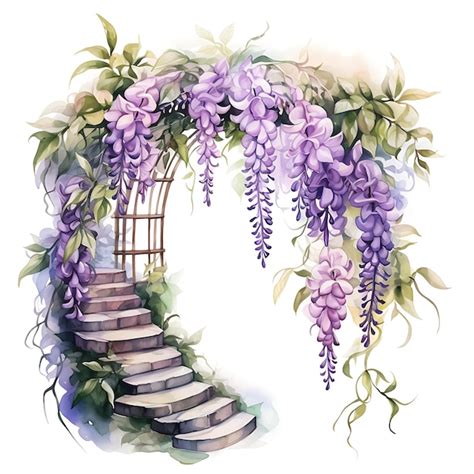 Premium Ai Image Garden Trellis Arch With Wisteria Capture The Ele