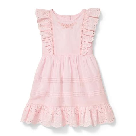 Girl Pink Hint Eyelet Dress By Janie And Jack Girls Casual Dresses