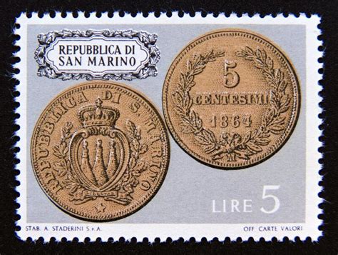 Postage Stamp San Marino 1972 Money Coins Of San Marino Post Stamp