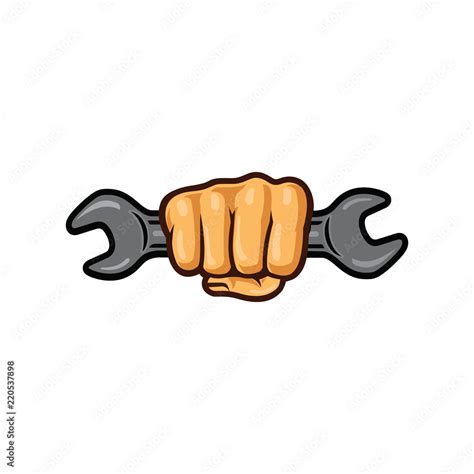 Hand Holding Wrench Logo Vector Stock Vector Adobe Stock