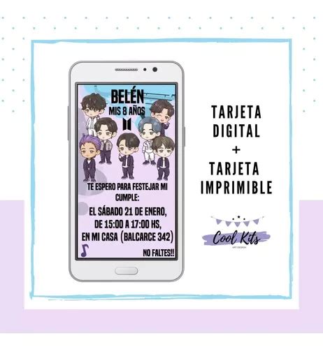 Bts Tarjeta Invitación Digital Personalizada en venta en General