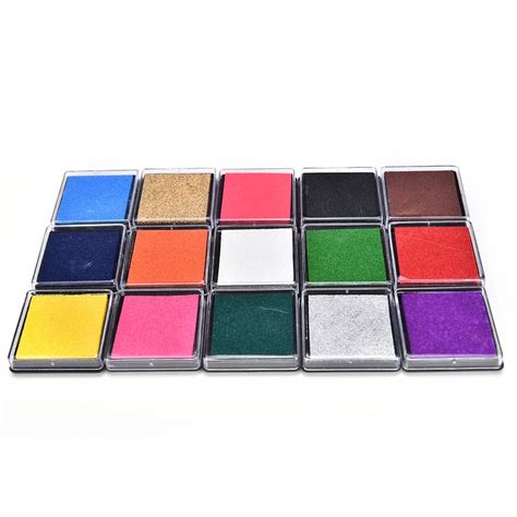 15 colors Oil Based Inkpad Craft DIY Ink Pads for Rubber Stamps Fabric ...