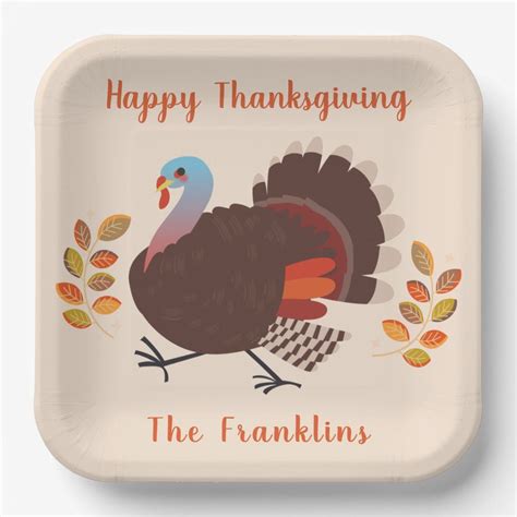 Turkey Happy Thanksgiving Paper Plates | Zazzle