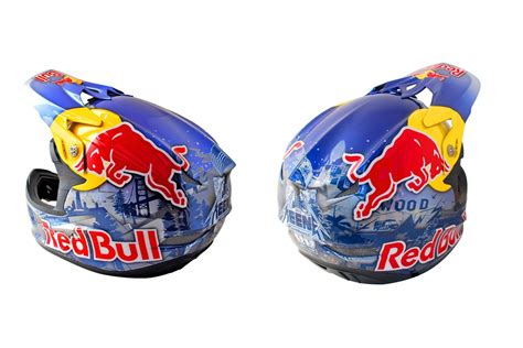 Red Bull Helmets 6 Custom Sprayed Red Bull Helmets