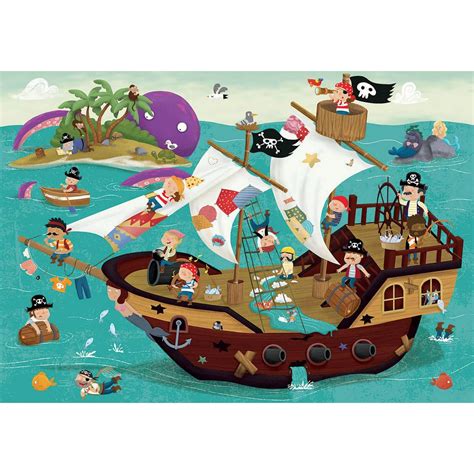 EDUCA Puzzle 50 pièces Détective puzzle Bateau pirate pas cher