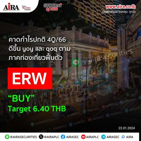 Aira Securities Erw คาดกำไรปกติ 4q66 ดีขึ้น Yoy และ Qoq ตามภาคท่อง