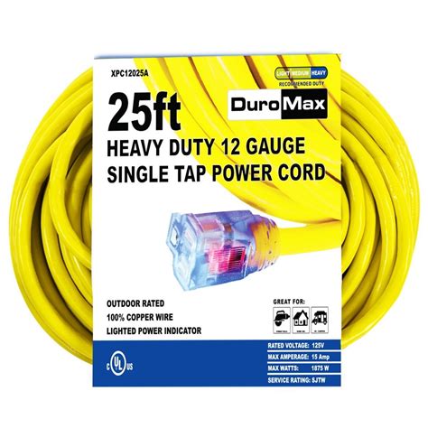 Duromax Xpc A Foot Gauge Single Tap Extension Power Cord