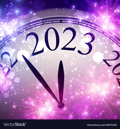 Half-hidden clock showing 2023 with purple Vector Image