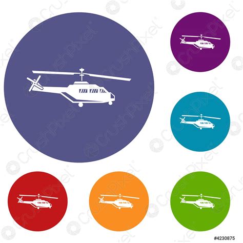 Military Helicopter Icons Set Stock Vector Crushpixel