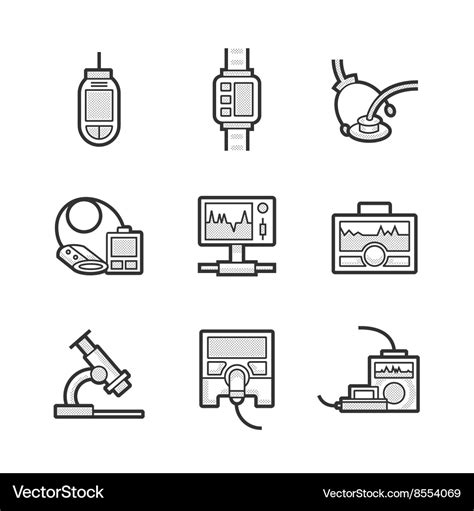 Medical device icon set Royalty Free Vector Image