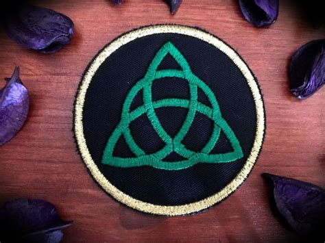 Iron On Embroidered Patch Pentacle Triquetra Triskell Wicca Wiccan Witch Magic Witchcraft