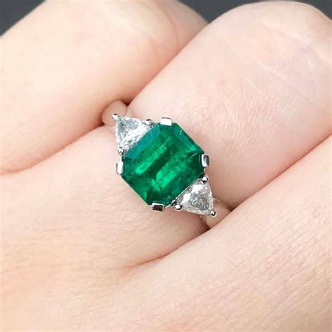 Lab Created Emerald Silver Ring 925 Sterling Silver Ring Etsy