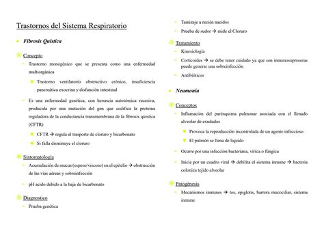 SOLUTION Fisiopatologia Clase 11 Trastornos Del Sistema Respiratorio