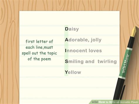 How To Write An Acrostic Poem 10 Steps With Pictures Wikihow