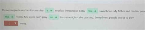 Three People In My Family Can Play - Resolvido:Three people in my family can play musical instrument. I play ...