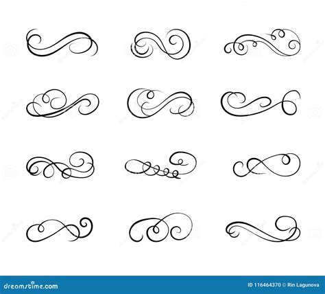 Design Elements Set Scrolls And Swirls Vector Collection Of Drawn