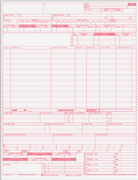 Printable Ub 04 Form Sample