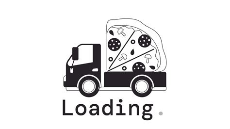 Pizza truck bw loader animation. Local pizzeria takeout, delivery. Flash message 4K video ...