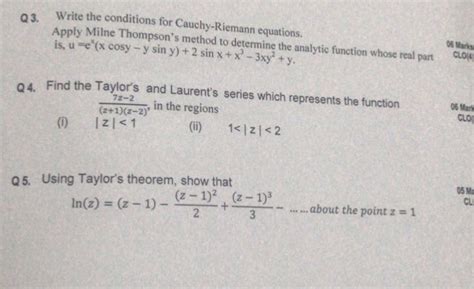 Solved Write The Conditions For Cauchy Riemann Equations