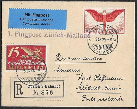 1925 CHARGE Flug Zürich Mailand F3 unf F11 selten ab 1 Kaufen auf