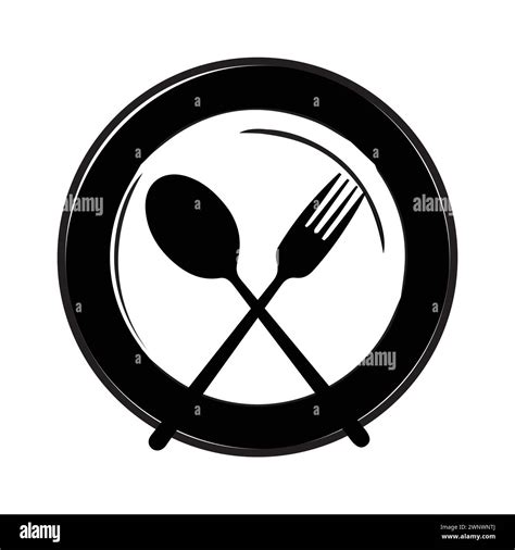 Plate Fork And Knife Icon In Flat Style Food Symbol Isolated Plate