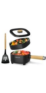 Amazon Audecook Hot Pot Electric With Steamer 1 5L Portable Nonstick Rapid Ramen Cooker