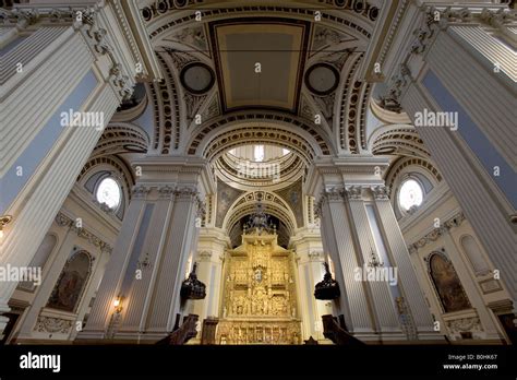 Basilica del Pilar, Basilica of Our Lady of the Pillar, interior view of the high altar, blue ...