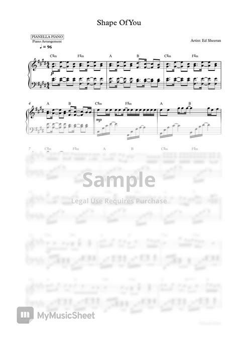 Ed Sheeran Shape Of You Piano Sheet Sheets By Pianella Piano