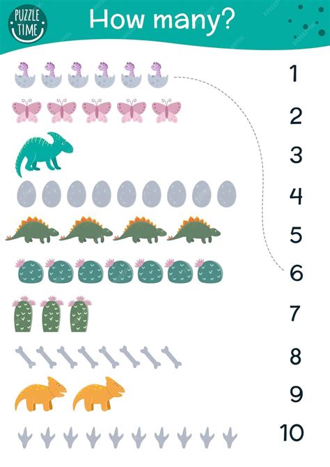 Juego De Conteo De Dinosaurios Actividad Matemática Para Niños En Edad Preescolar Con