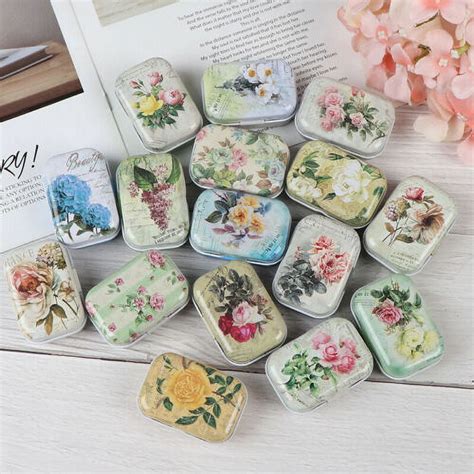 Datingday Mini Flower Tin Trinket Jewelry Coin Box Tinplate Storage