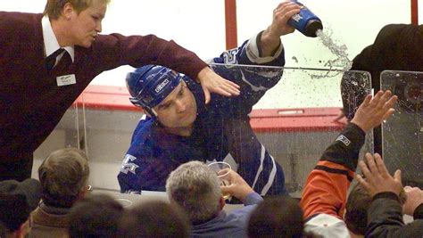 On this day in 2001… Toronto Maple Leafs forward Tie Domi fights a Flyers fan in the penalty box