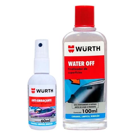 Kit Limpa Para brisa Cristalizador Water Off Anti Embaçante Wurth