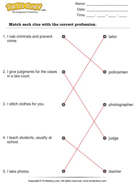 Draw A Line To Match The Objects And Occupation Worksheet Turtle Diary