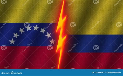 Colombia Y Venezuela Banderas Juntos Textura Trueno Icono 3d ...