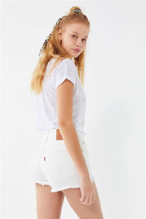 Levi’s 501 Mid Rise Denim Short Pearly White Mid Rise Denim Shorts Mid Rise Denim Denim Shorts