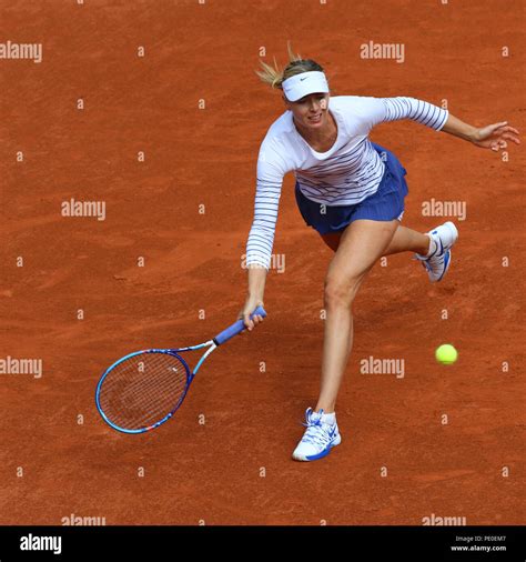 Five Times Grand Slam Champion Maria Sharapova In Action During Her