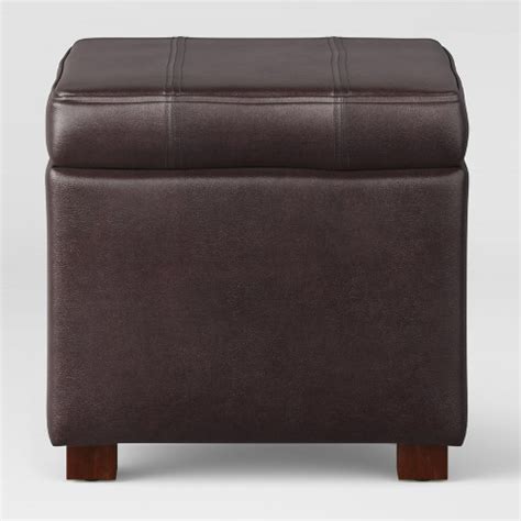 Brown Leather Storage Ottoman - Odditieszone