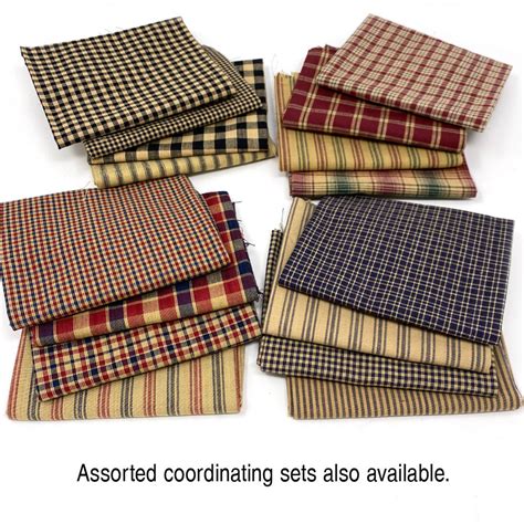 Americana Red And Navy Blue Assorted Plaid Gingham Cotton Fabric Bundle