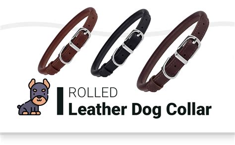 Bronzedog Rolled Leather Dog Collar Durable Metal Buckle