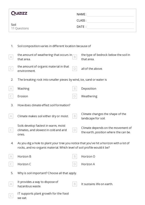 50 Soils Worksheets For 6th Grade On Quizizz Free And Printable