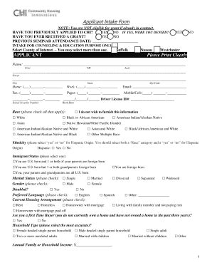 Fillable Online Chigrants Applicant Intake Form Chigrants Org Fax