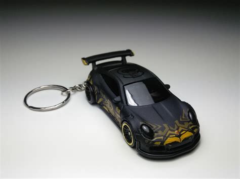 Hot Wheels PORSCHE GT RS Black Gold Keychain Etsy