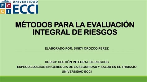 PPT Métodos para la evaluación integral de riesgos Universidad ECCI