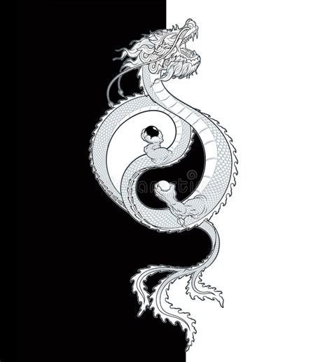 Dragon The Yin Yang Symbol Of Harmony And Balance Stock Vector