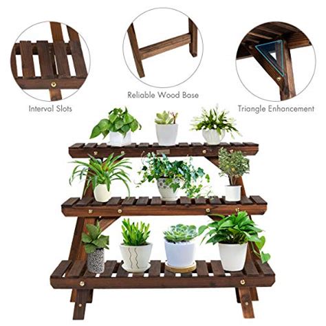 Giantex Wood Plant Stand Multi Tier Flower Pot Holder Display Shelf