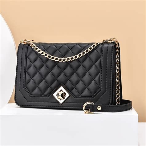 Faux Leather Crossbody Bag Women S Trendy Quilted Flap Purse Casual