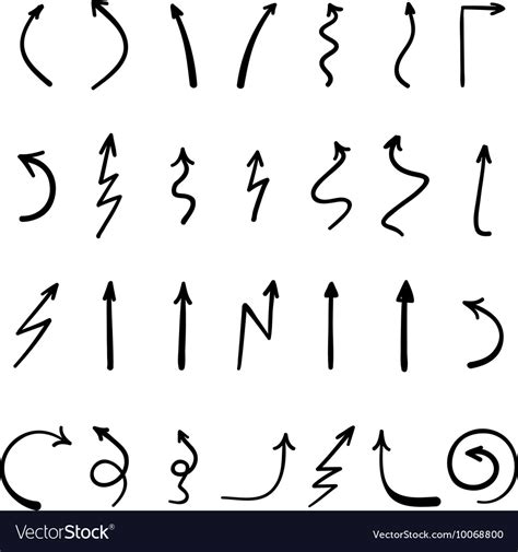 Scribble Hand Drawn Arrows Design Set Royalty Free Vector