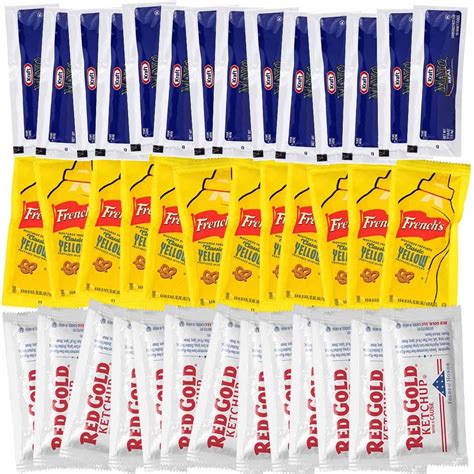 Individual Condiment Packets Variety Pack 150 Count 50 Single Serve Packs Of Each